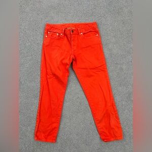 Tory Burch Alexa Cropped Skinny Vibrant Orange Jeans Size 27